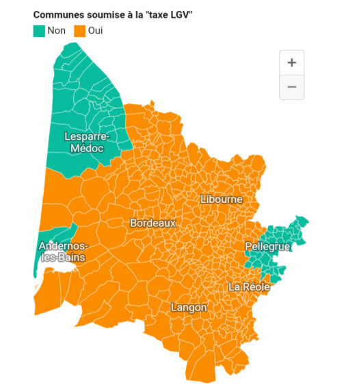 Carte des communes concernées par la TSE